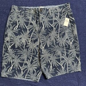New‎ GAP for Good Men Palm Print Shorts Size 32 (34) Casual Summer Beach Navy 9"